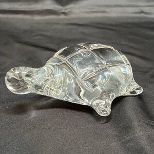 Art Glass Turtle Figurine Clear Paperweight Animal Home Office Decor